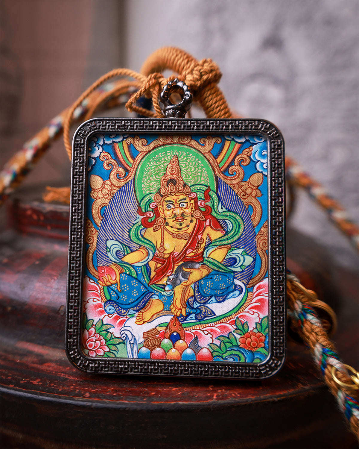 Yellow Jambhala Thangka Amulet