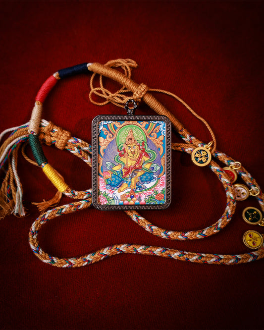 Yellow Jambhala Thangka Amulet