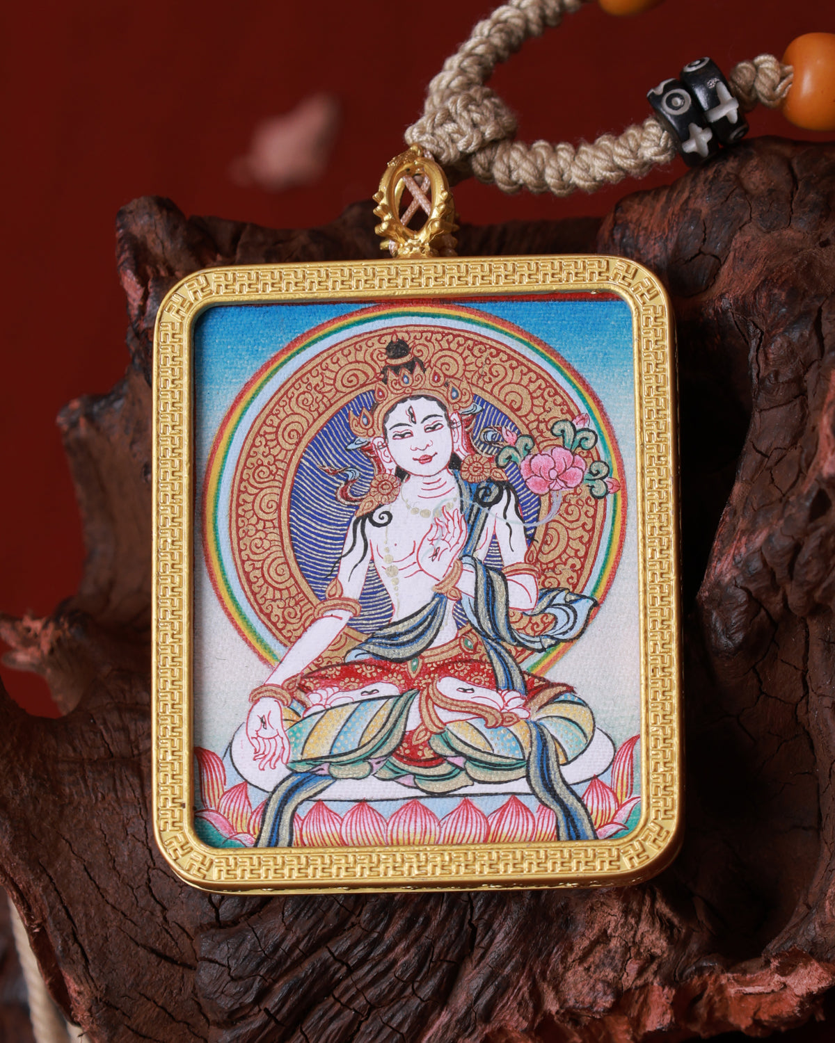 White Tara Thangka  Amulet