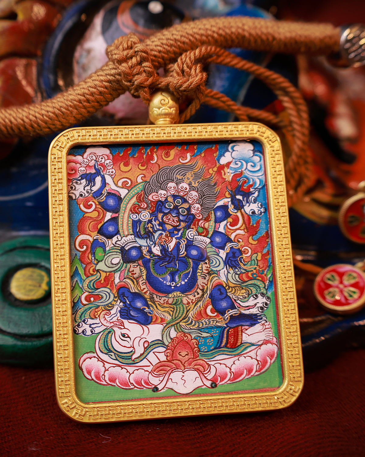 Six-Armed Mahakala Thangka Amulet