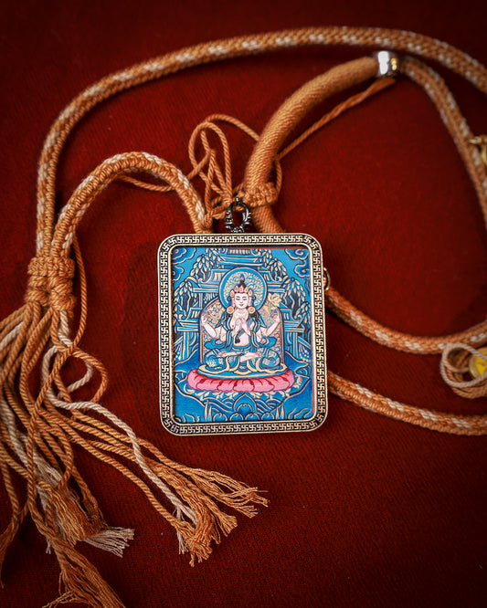 Four-Armed Avalokiteshvara Thangka Amulet