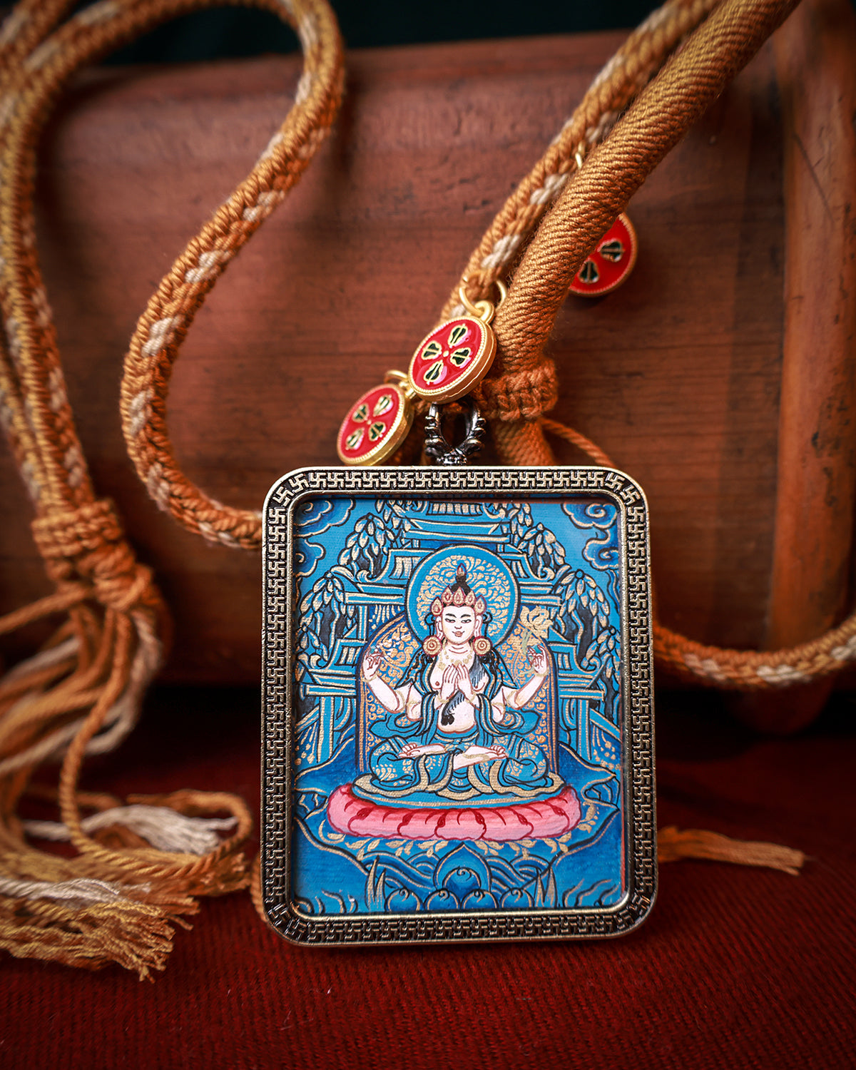 Four-Armed Avalokiteshvara Thangka Amulet