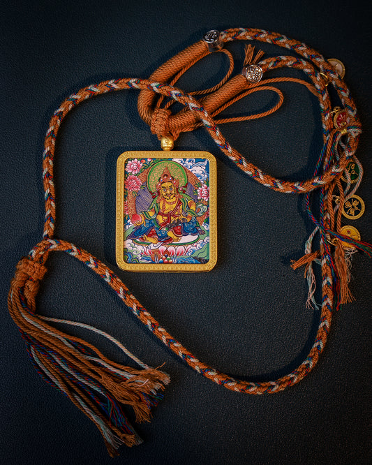 Yellow Jambhala Thangka Amulet